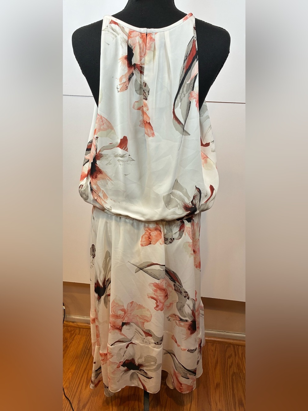White House Black Market Size 16 Floral Sleeveless Blouson Midi Dress - Picture 3 of 7